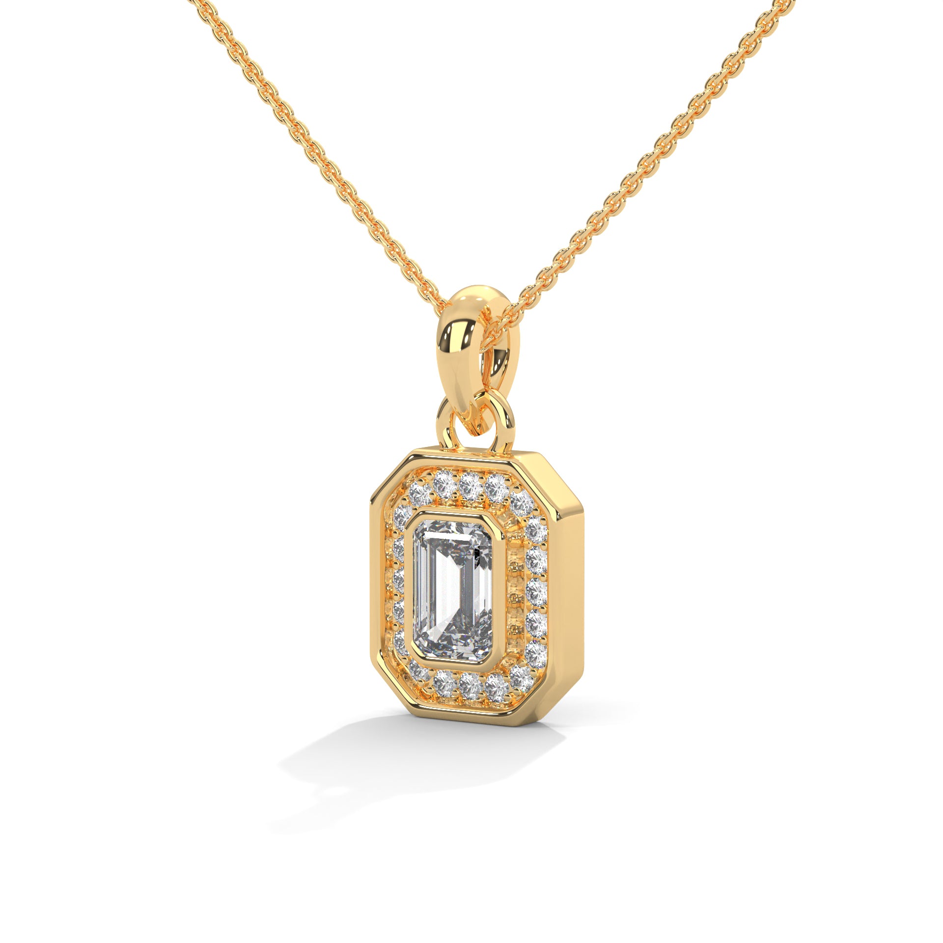 Emerald Halo Diamond Pendant