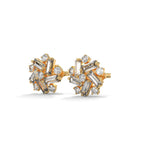 Baguette & Round Diamond Cluster Stud Earrings