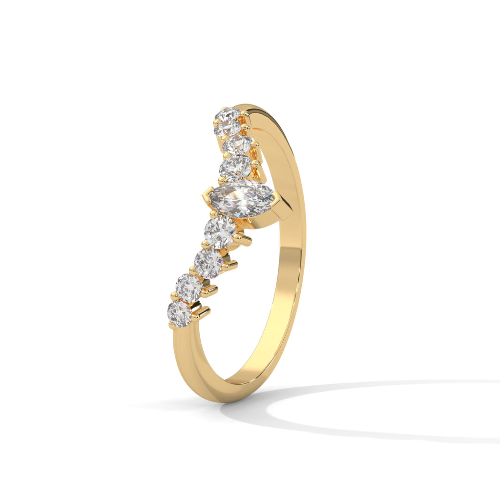 Marquise & Round Diamond Chevron Ring