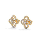 Floral Clover Diamond Stud Earrings