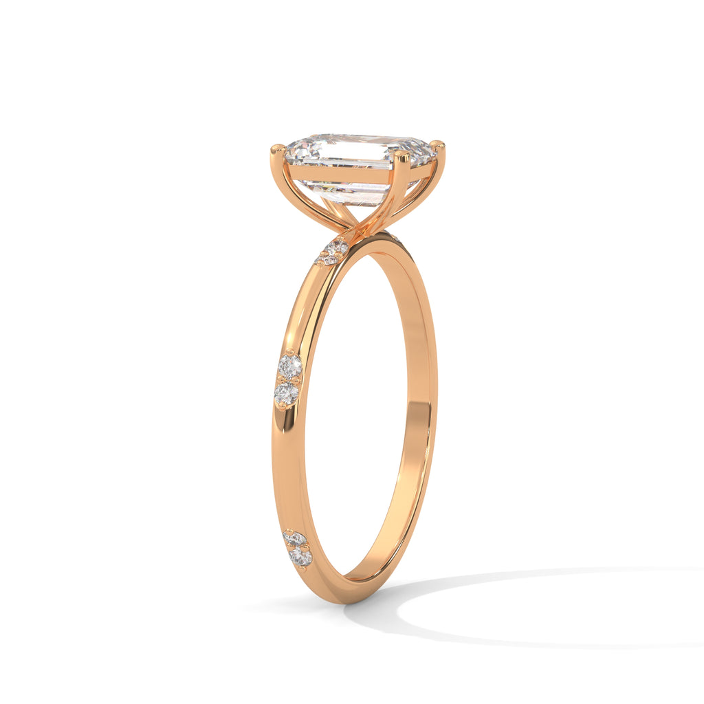 Emerald Cut Diamond Accent Engagement Ring