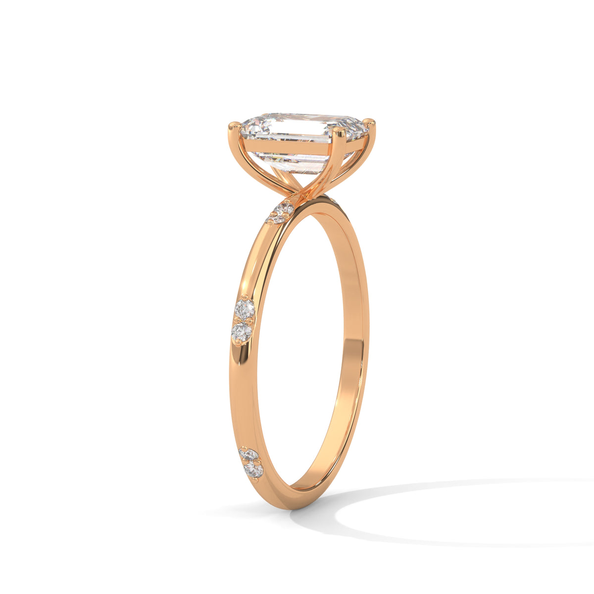 Emerald Cut Diamond Accent Engagement Ring – view 5 of 9, lab grown diamond ring | Jewelix Atelier