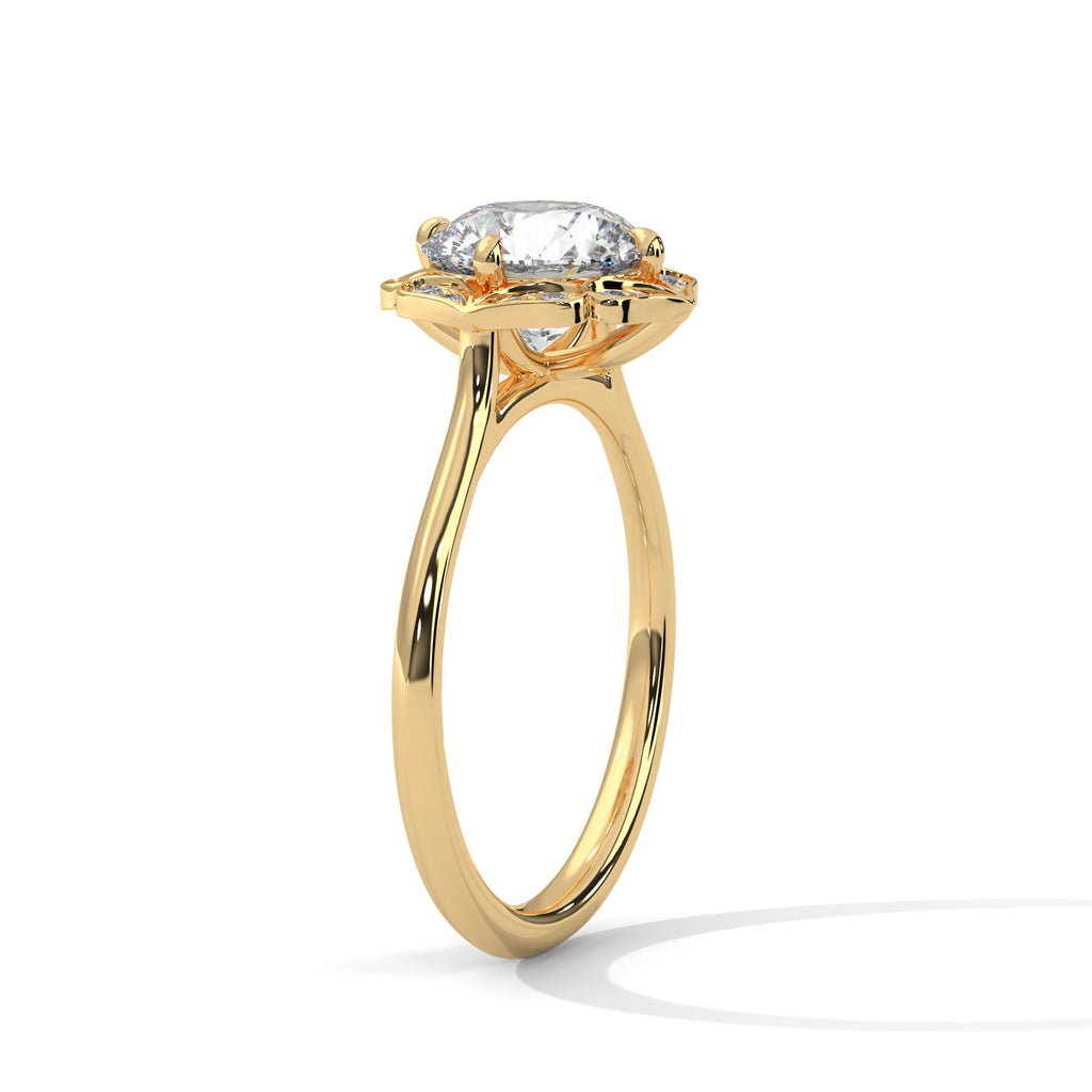 Round Diamond Vintage Halo Engagement Ring