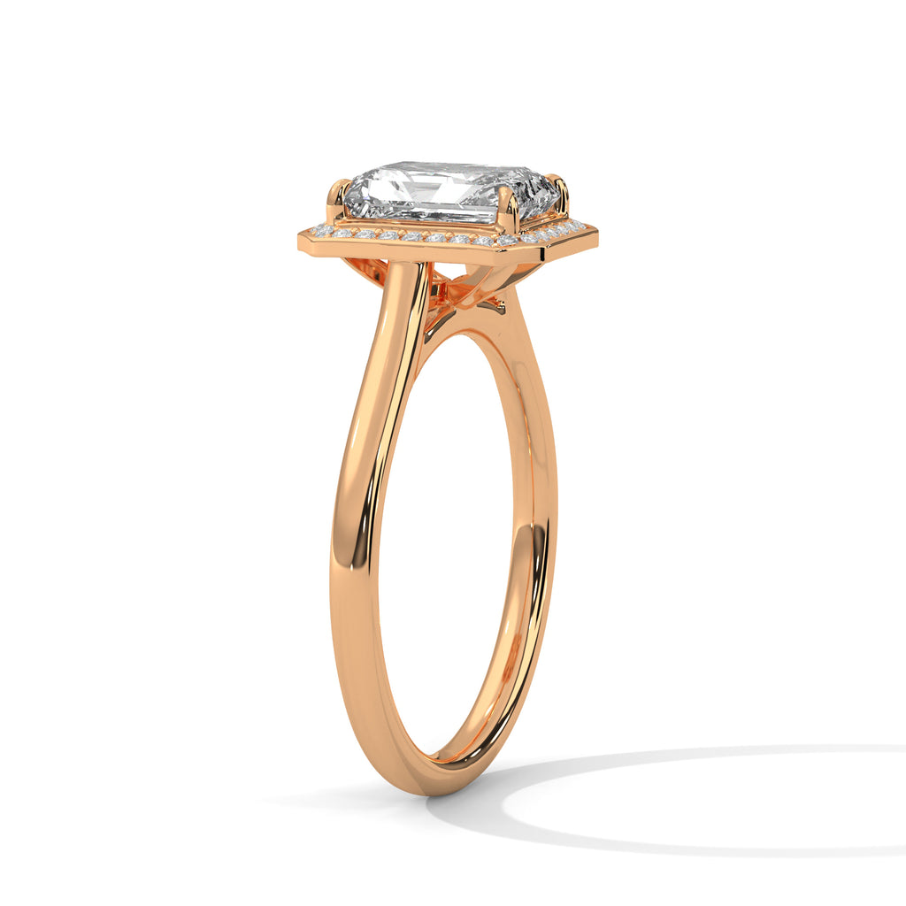 Emerald Cut Diamond Halo Engagement Ring