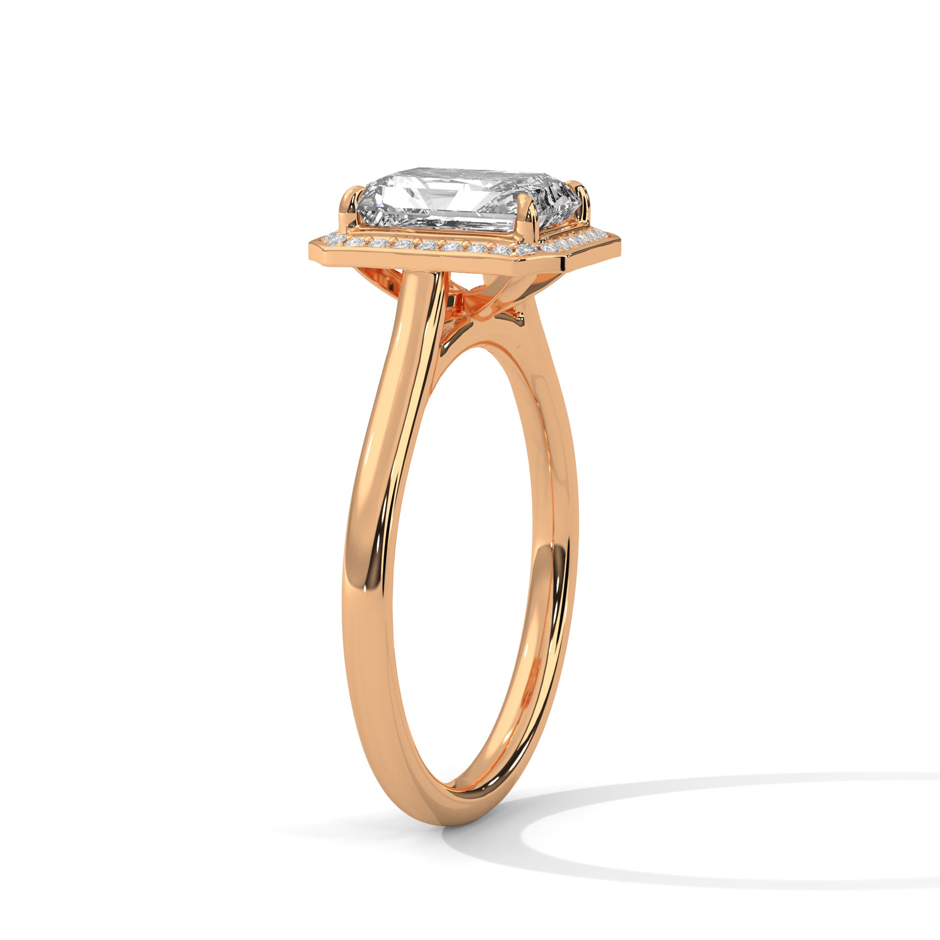 Emerald Cut Diamond Halo Engagement Ring