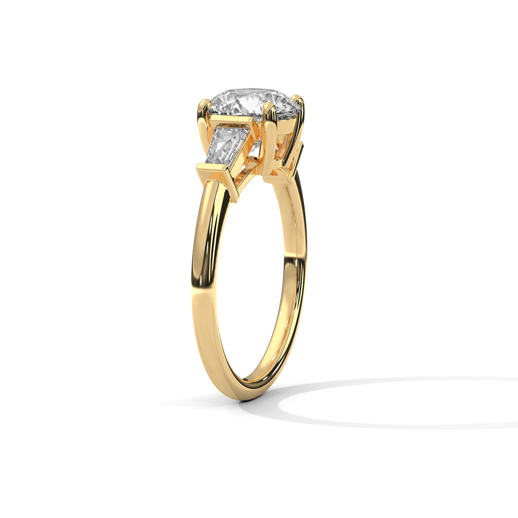 Round Diamond Three Stone Engagement Ring