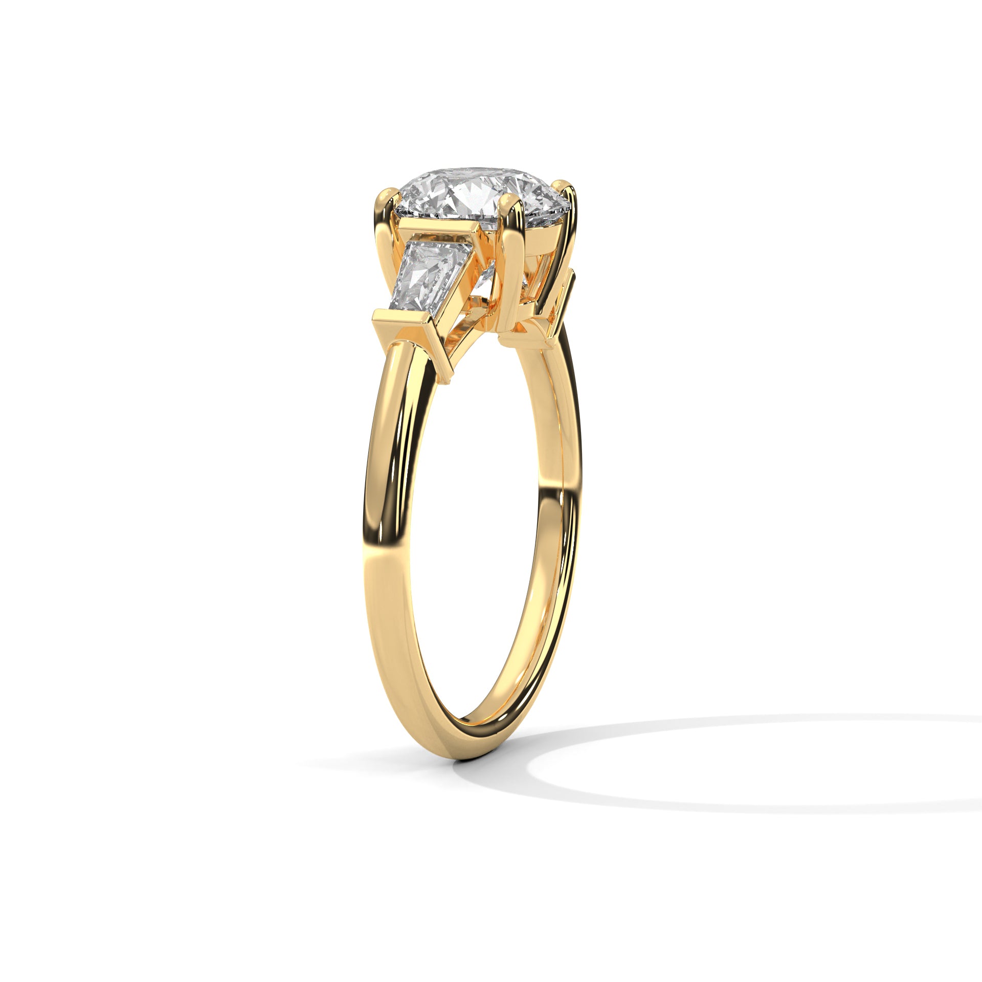 Round Diamond Three Stone Engagement Ring