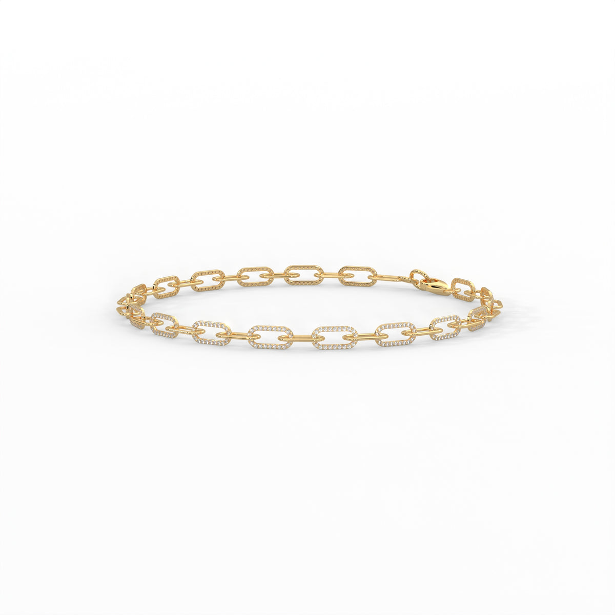 Diamond Paperclip Link Bracelet, detail view — Jewelix Atelier