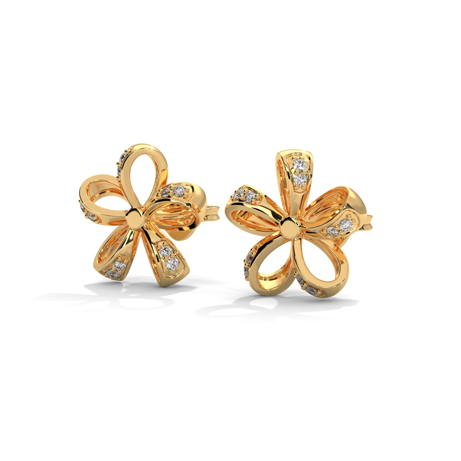 Open Floral Diamond Stud Earrings