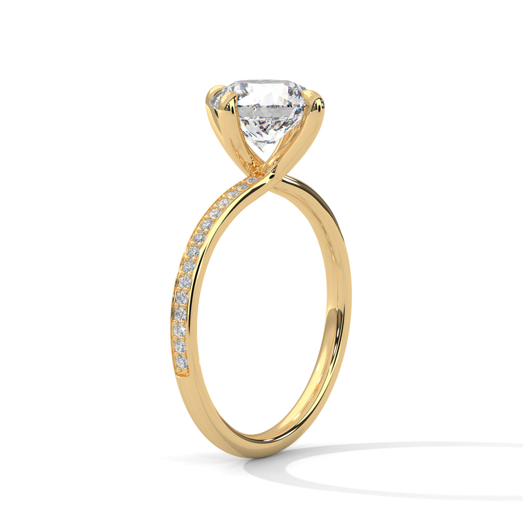Round Cut Diamond Pavé Engagement Ring