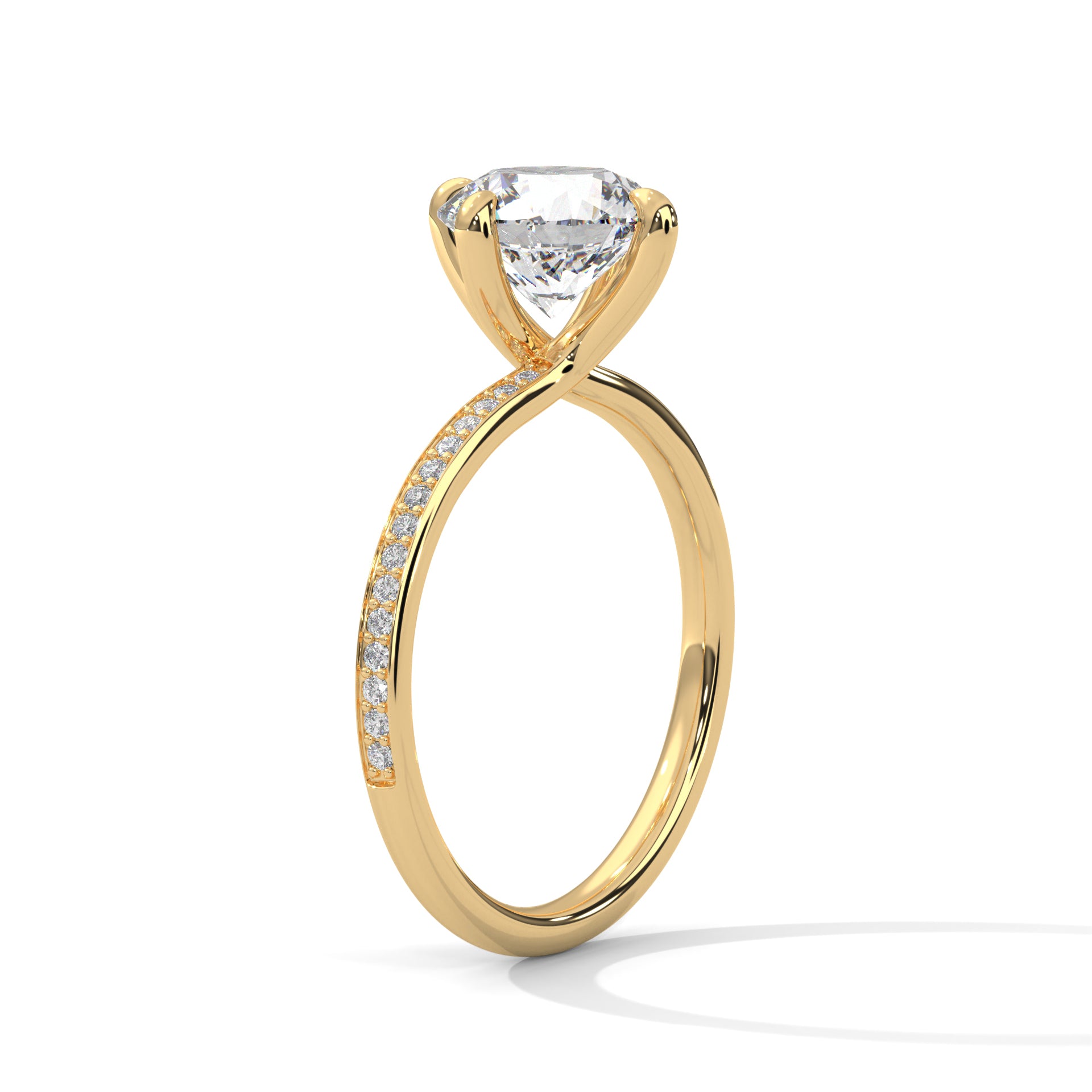 Round Cut Diamond Pavé Engagement Ring