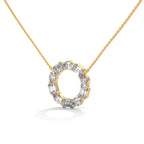 Emerald & Oval Diamond Circle Pendant