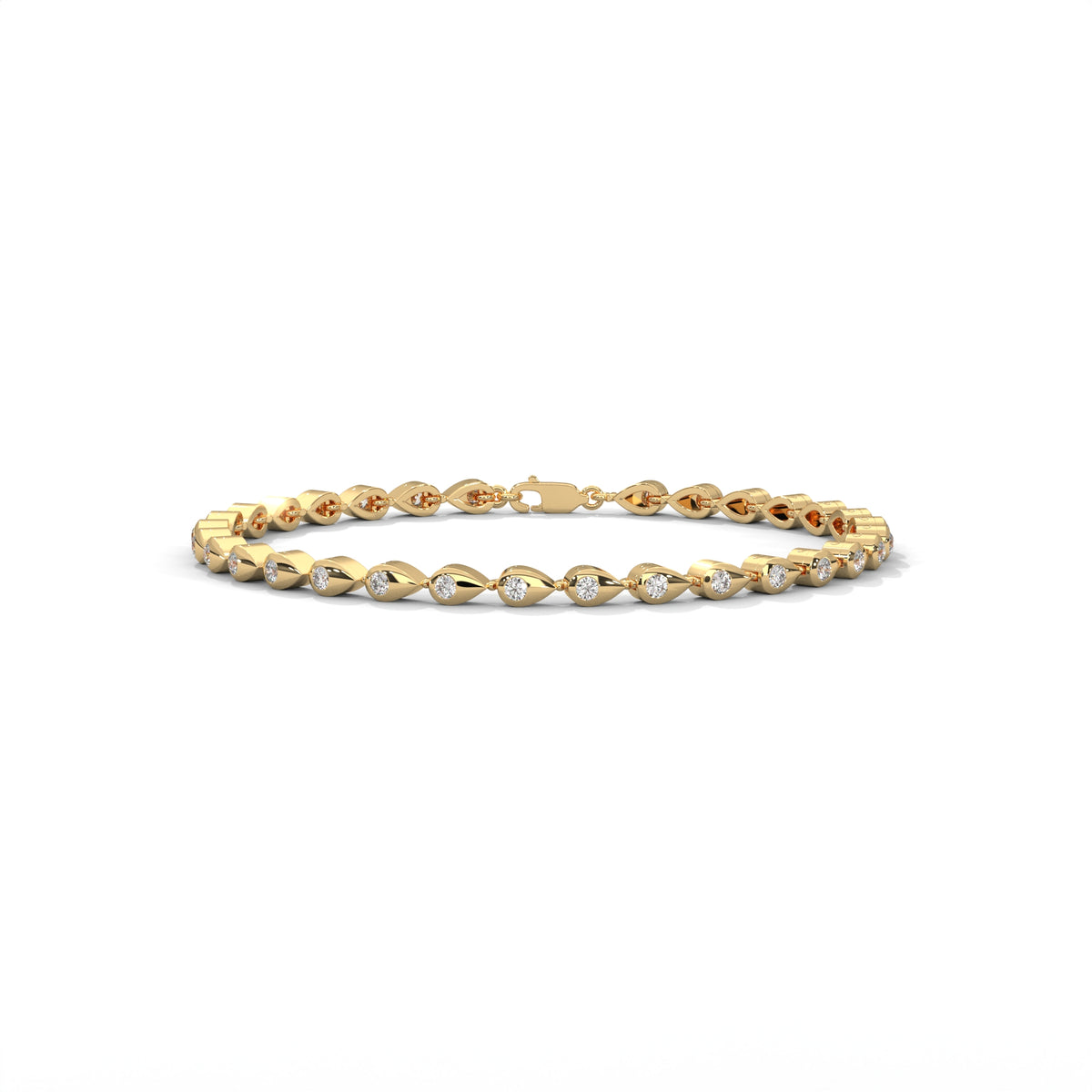 Bezel Diamond Teardrop Bracelet, lifestyle view — Jewelix Atelier
