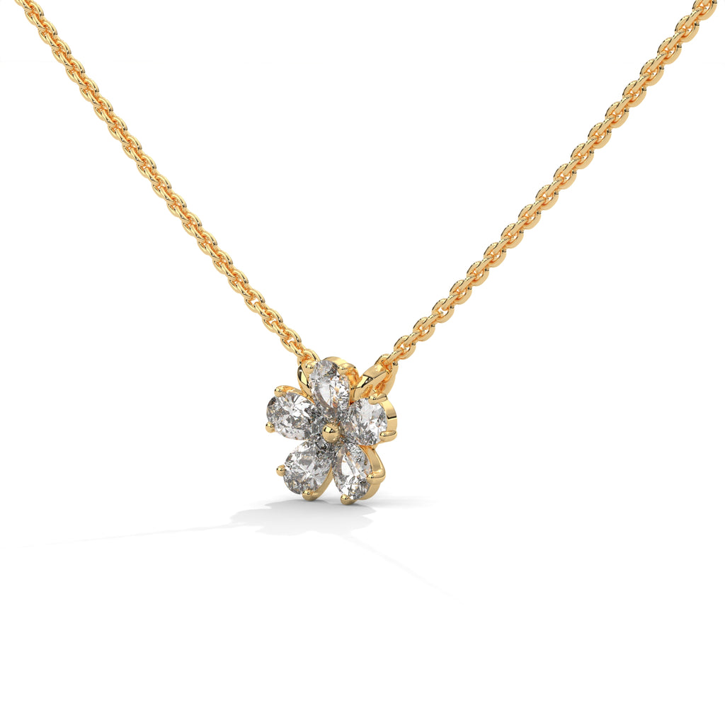Pear Diamond Floral Pendant