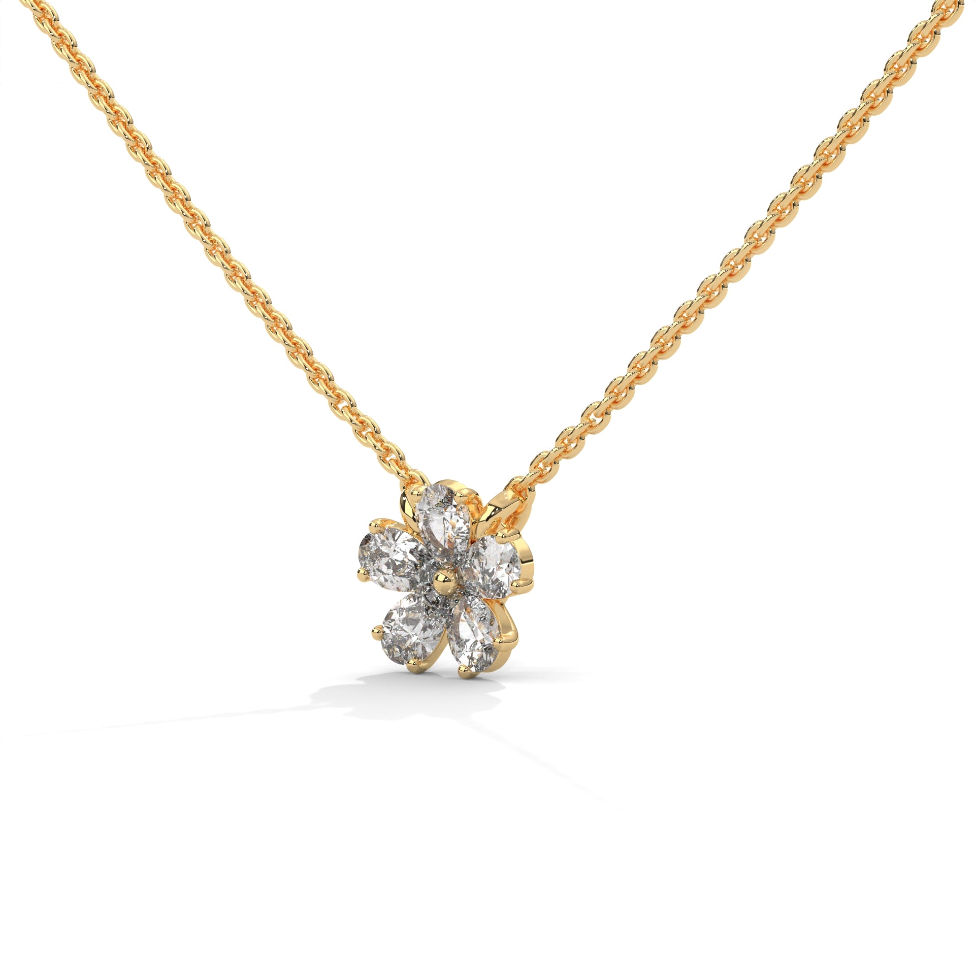 Pear Diamond Floral Pendant