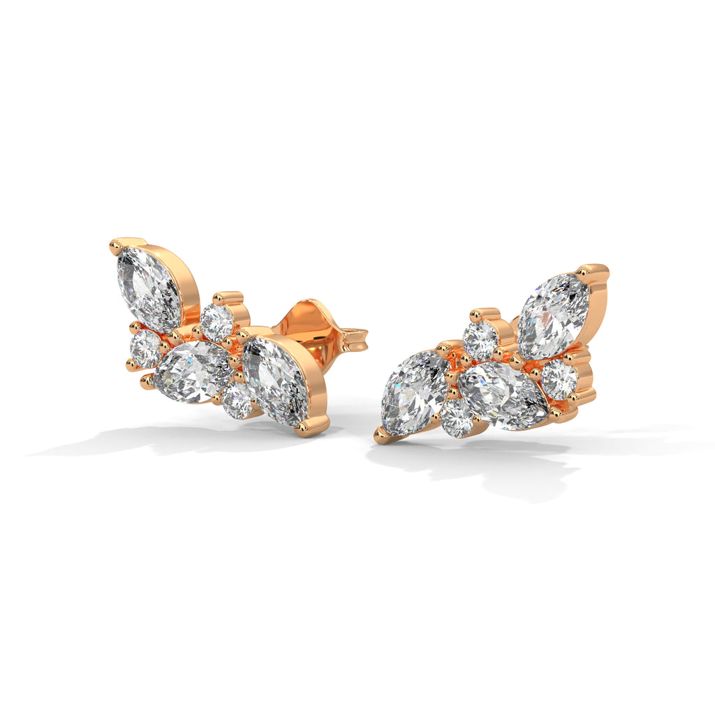 Marquise Diamond Cluster Stud Earrings