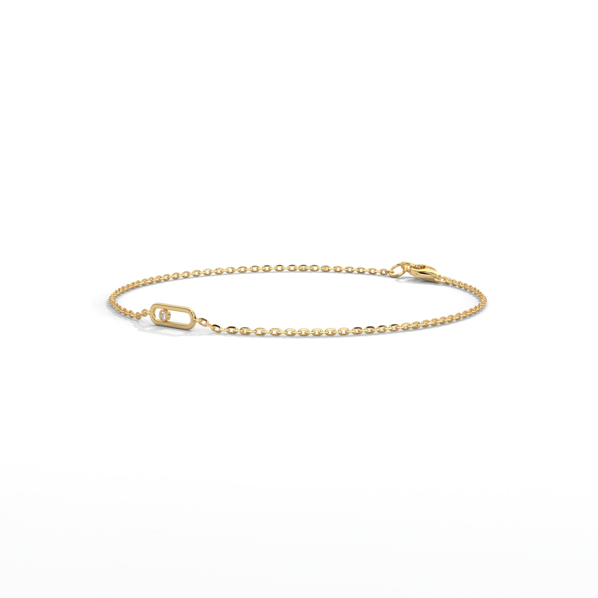 Floating Diamond Paperclip Bracelet, side angle — Jewelix Atelier