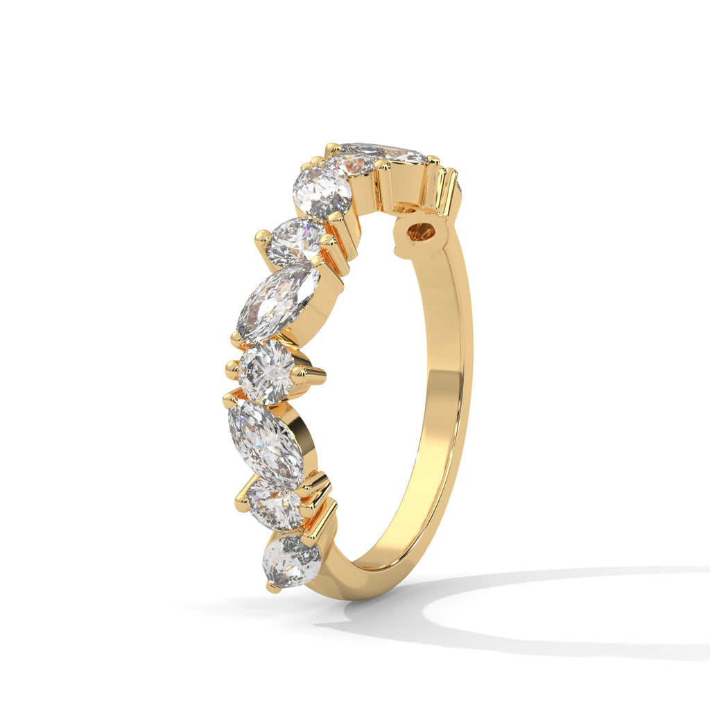 Marquise & Round Diamond Alternating Band Ring