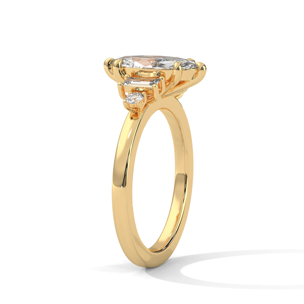 Marquise Cut Three Stone Diamond Engagement Ring