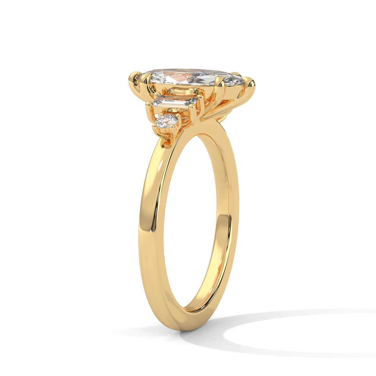1.85 CTW Marquise Cut Three Stone Lab Grown Diamond Engagement Ring – Style MJR2605377 – view 6 of 9 | Jewelix Atelier