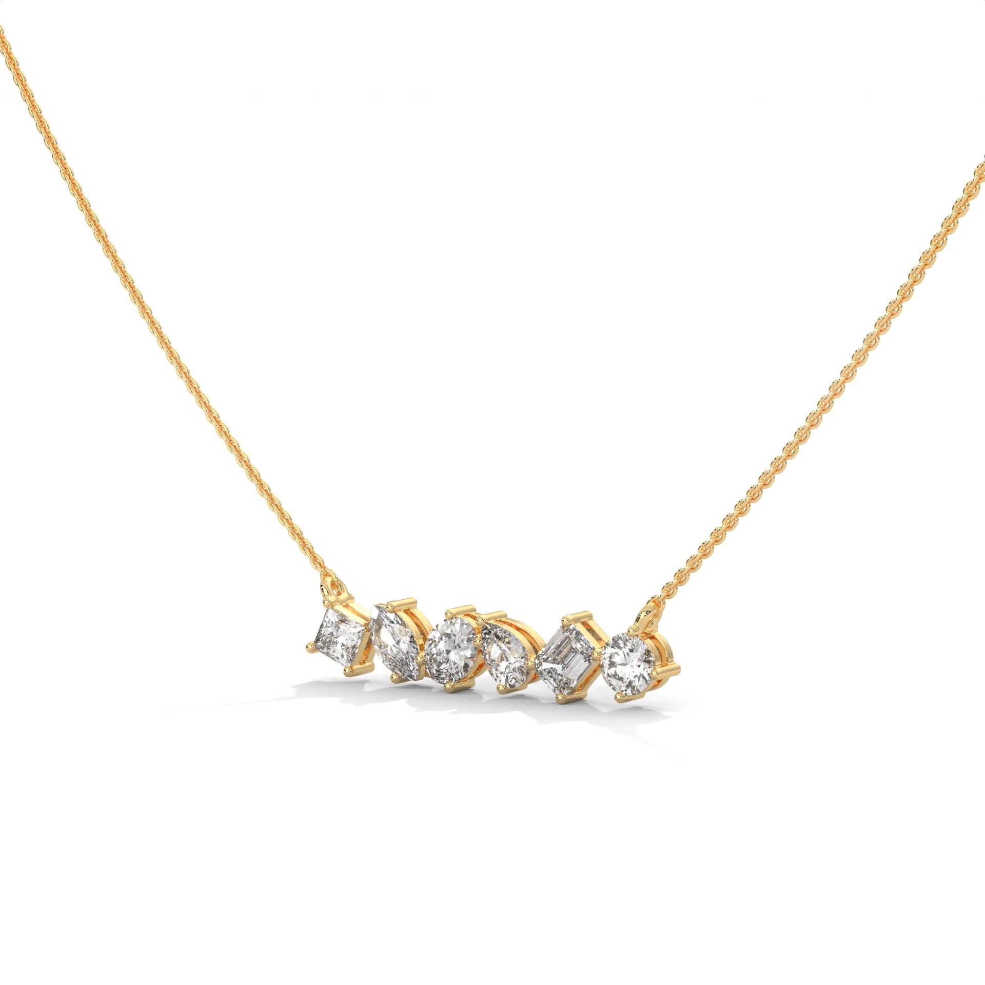 Multi Shape Diamond Bar Pendant