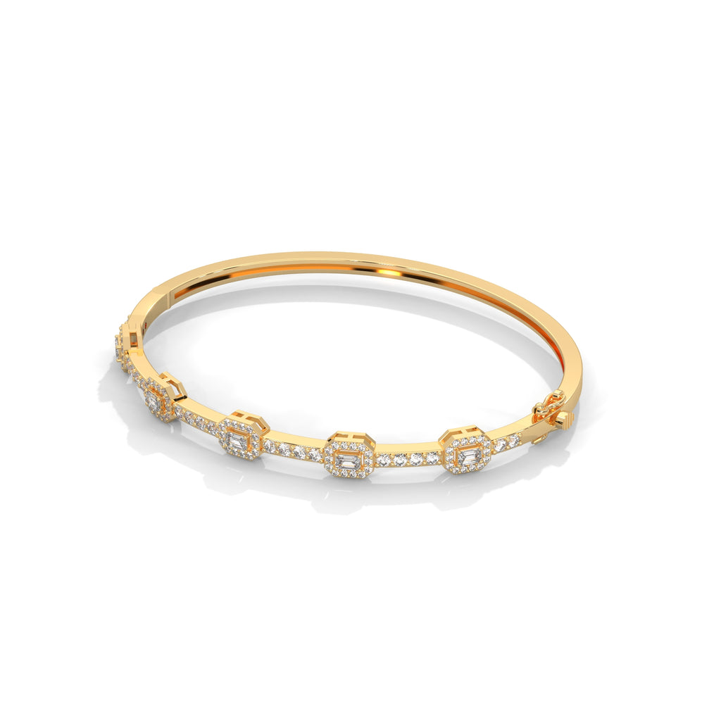 Emerald & Round Diamond Geometric Bracelet