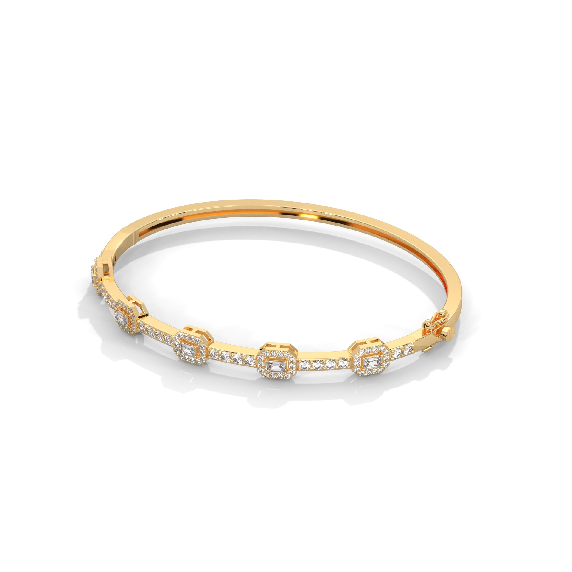 Emerald & Round Diamond Geometric Bracelet