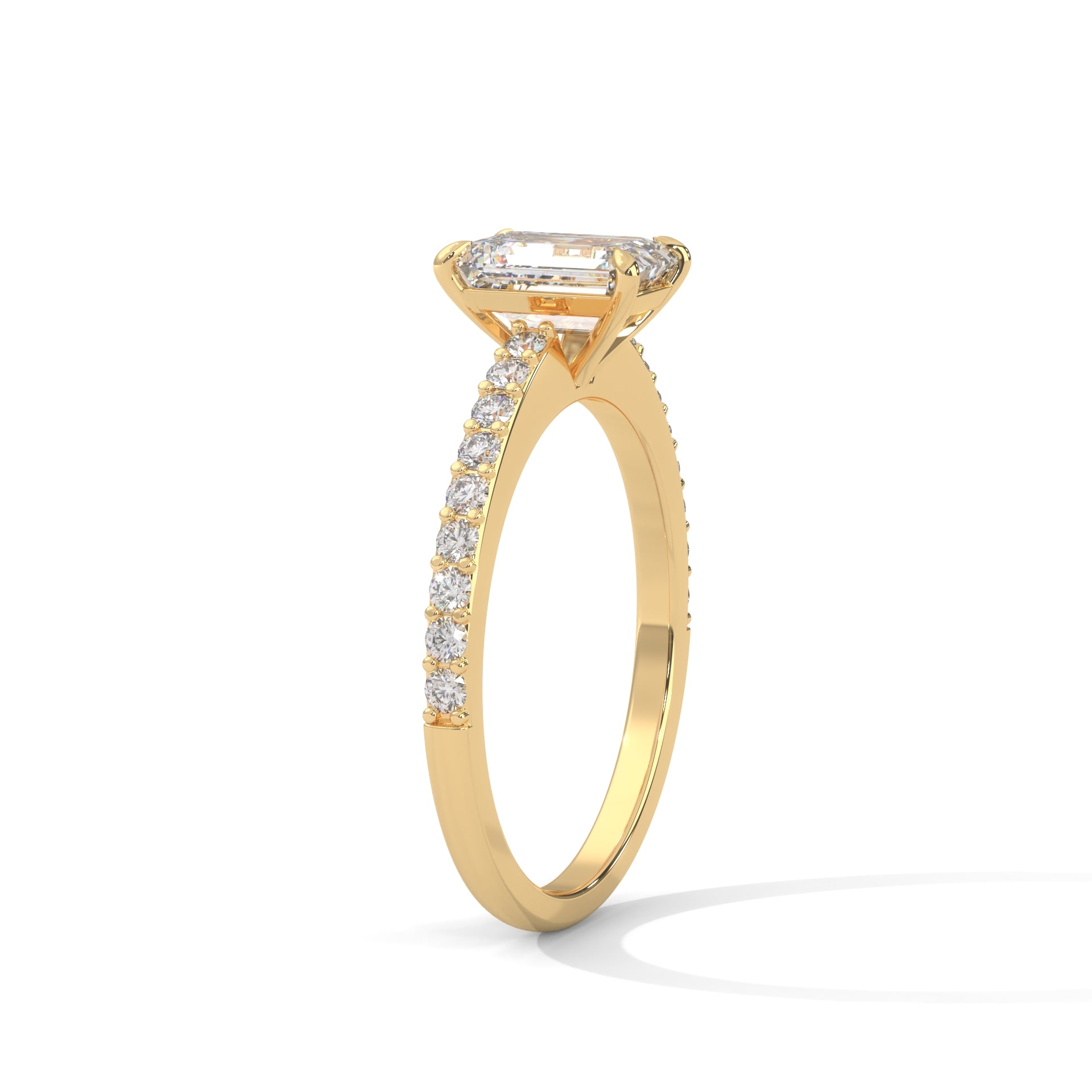 Emerald Cut Diamond Pavé Engagement Ring