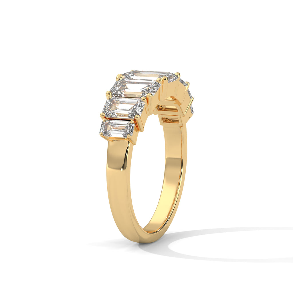 Graduated Emerald Cut Seven Stone Diamond Ring
