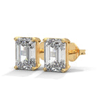 Emerald Cut Solitaire Diamond Stud Earrings