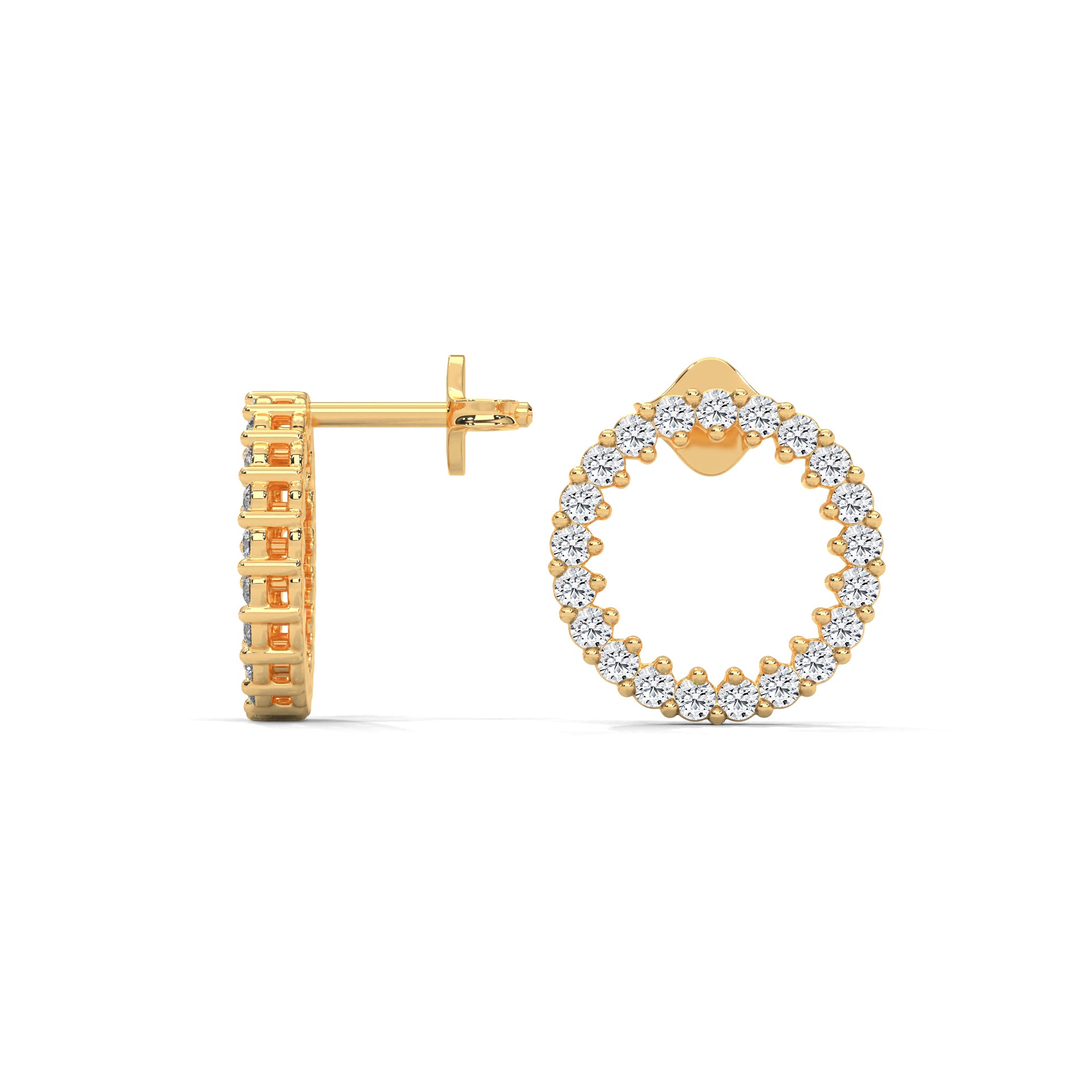 Diamond Circle Stud Earrings