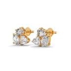Mixed Shape Diamond Cluster Stud Earrings