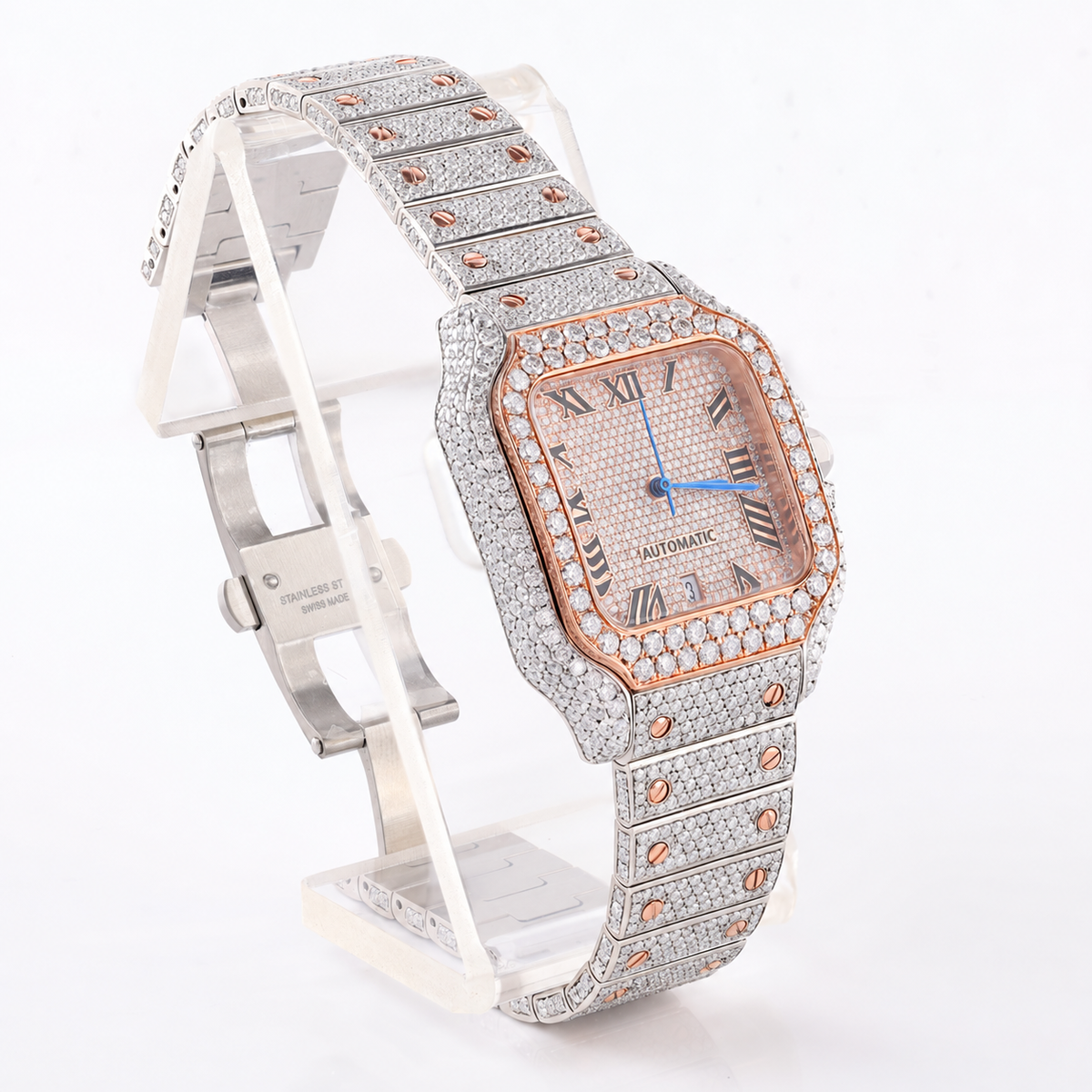 Two-Tone Iced Out Luxury Watch