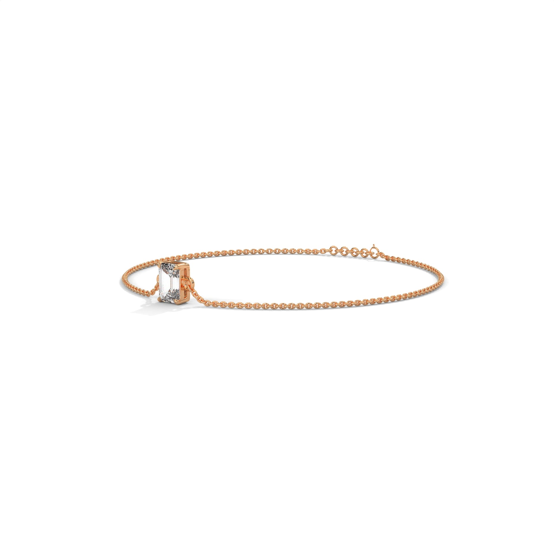 Emerald Cut Solitaire Diamond Bracelet