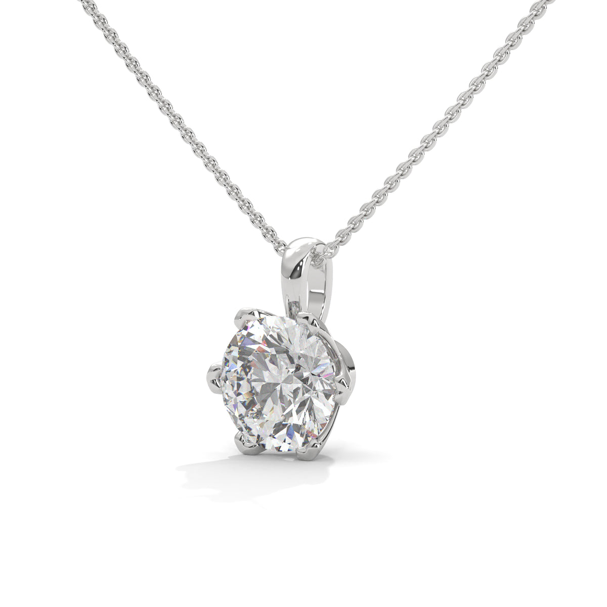 Round Solitaire Diamond Pendant – view 2 of 9, lab grown diamond necklace | Jewelix Atelier