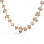 Multi Shape Diamond Station Necklace with Pear Center