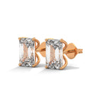 Emerald Cut Solitaire Diamond Stud Earrings