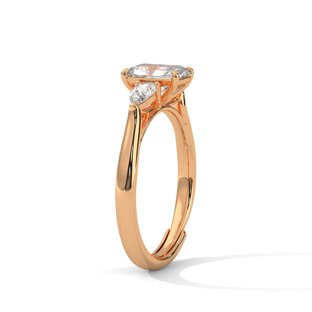 Radiant Cut Three Stone Diamond Engagement Ring