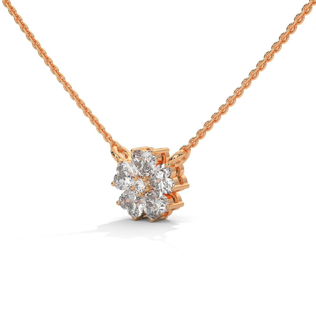 Heart Diamond Floral Pendant