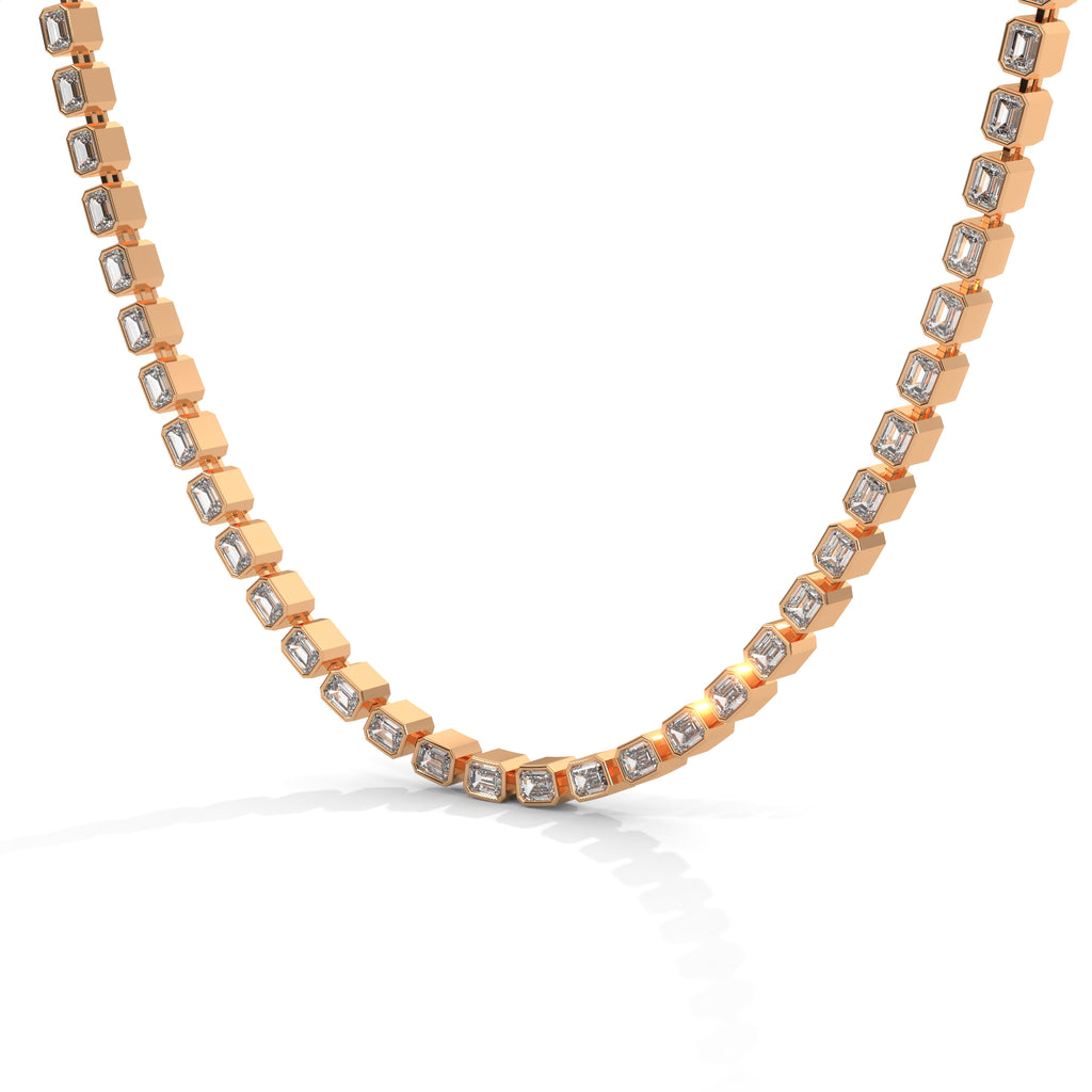 Emerald Cut Diamond Tennis Necklace