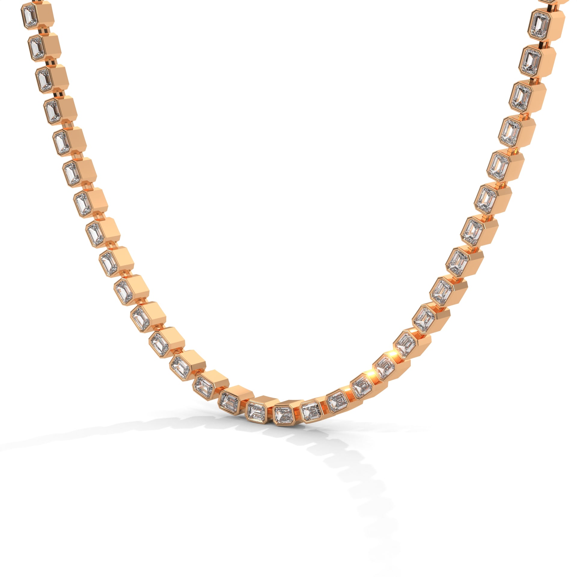 Emerald Cut Diamond Tennis Necklace