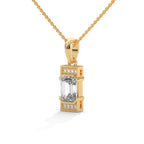 Emerald Cut Diamond Halo Pendant