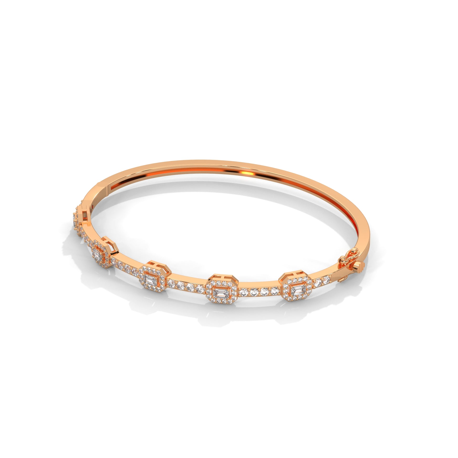 Emerald & Round Diamond Geometric Bracelet