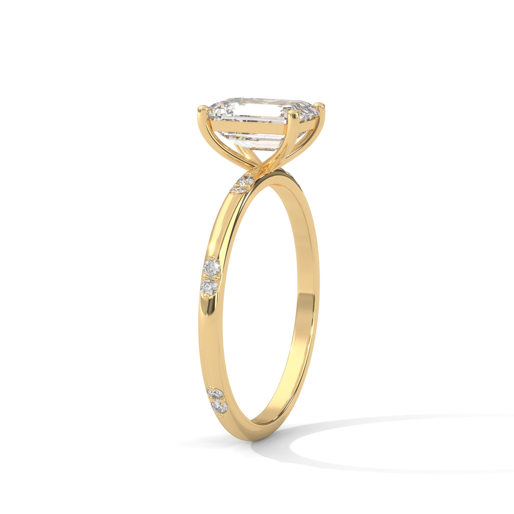 Emerald Cut Diamond Accent Engagement Ring