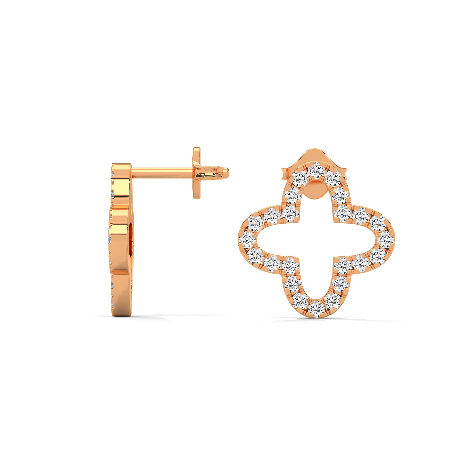 Diamond Clover Stud Earring