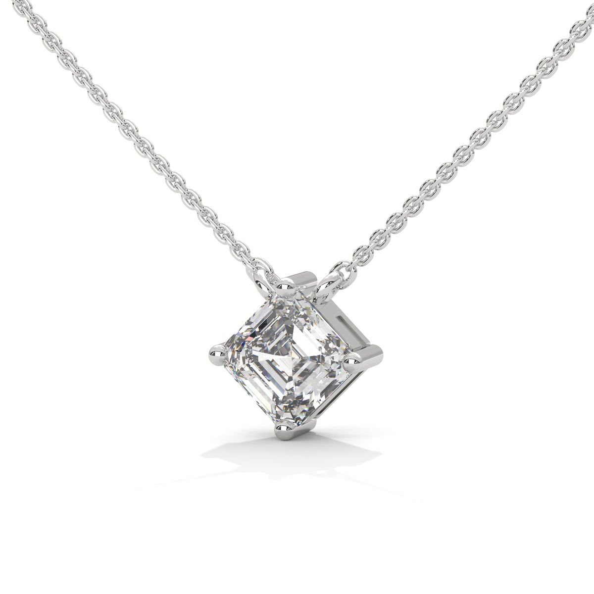 Asscher Solitaire Diamond Pendant – view 2 of 9, lab grown diamond necklace | Jewelix Atelier