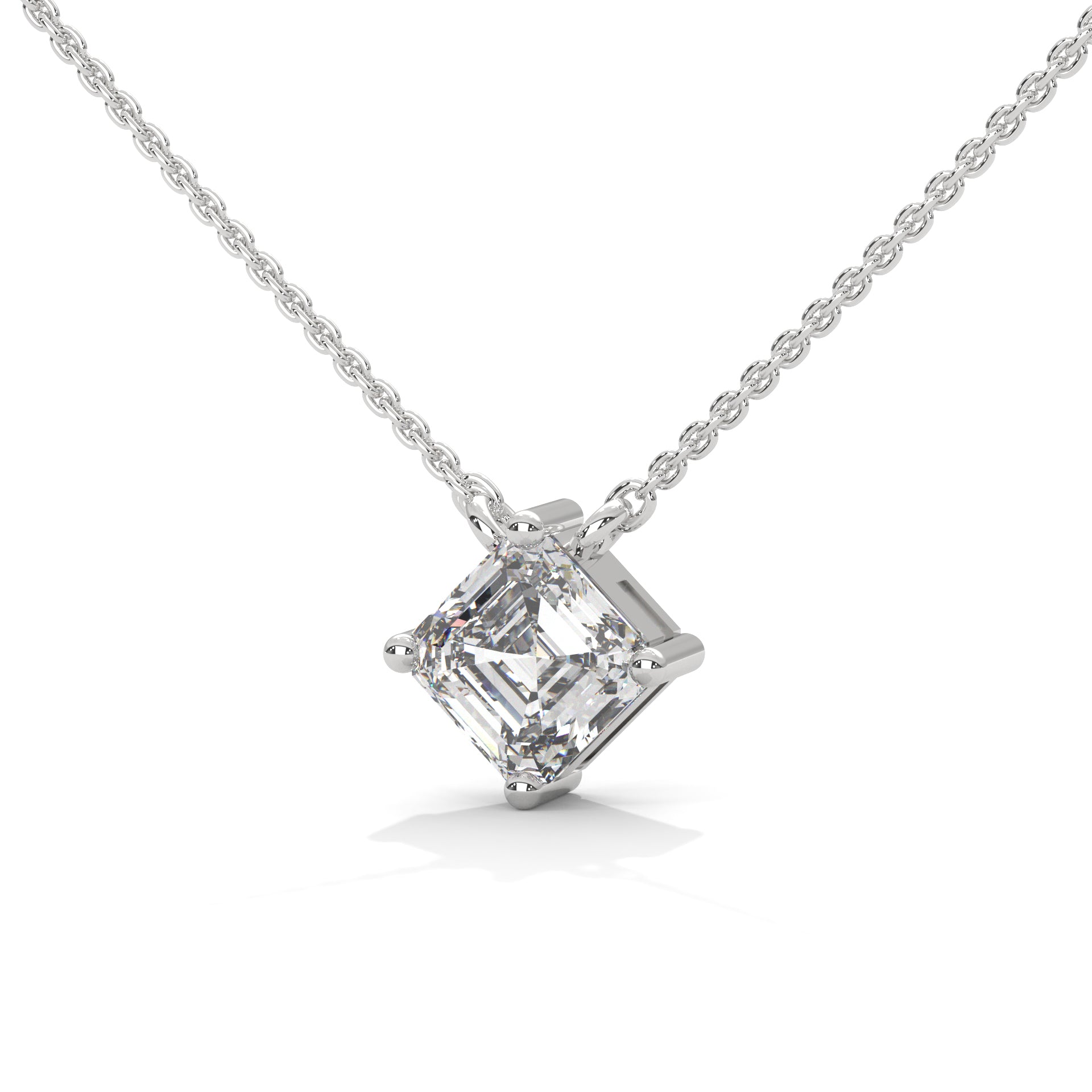 Asscher Solitaire Diamond Pendant