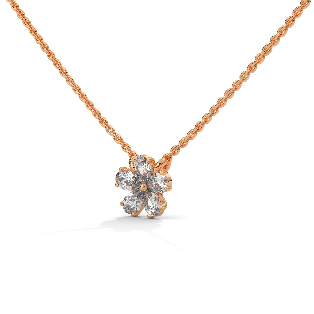 Pear Diamond Floral Pendant