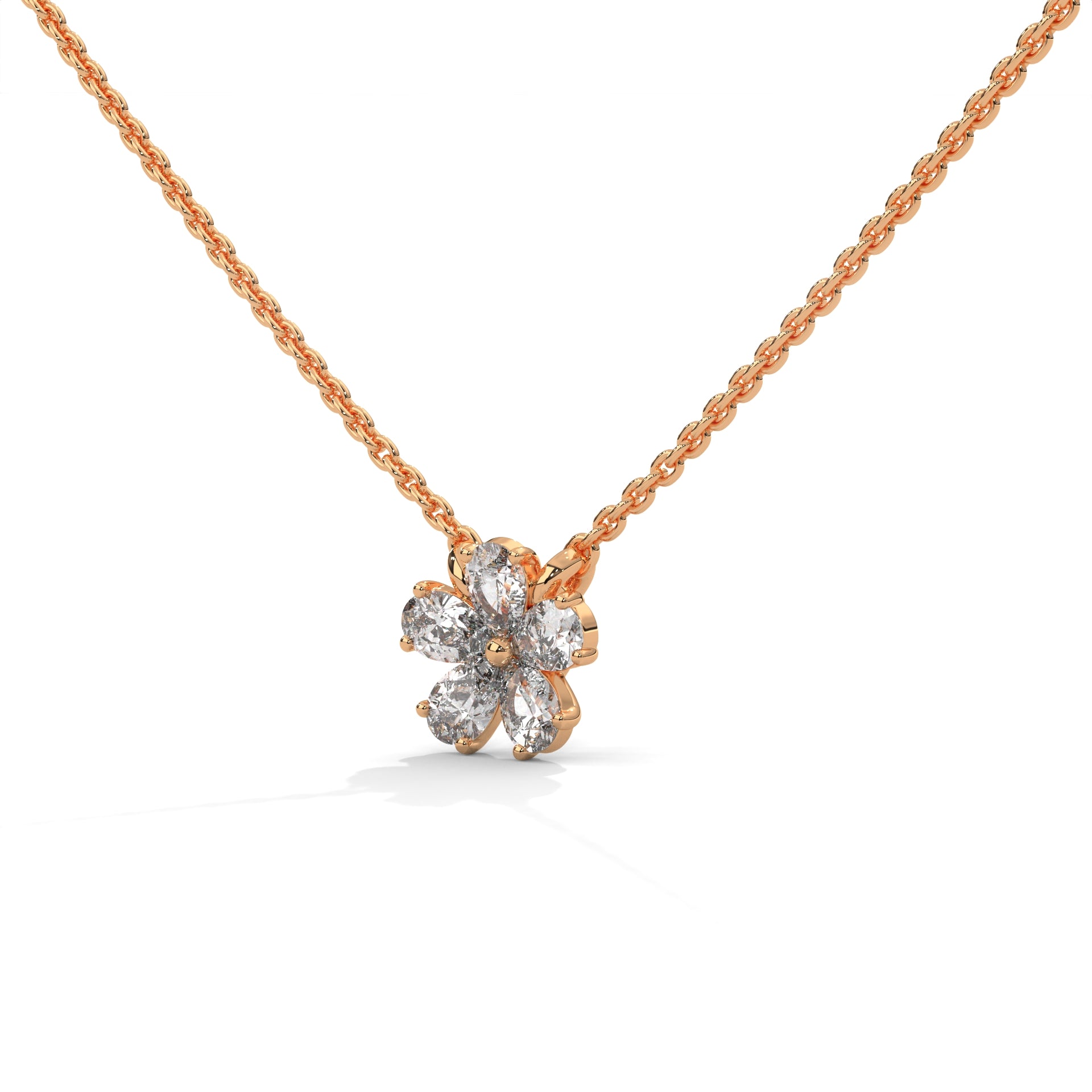 Pear Diamond Floral Pendant