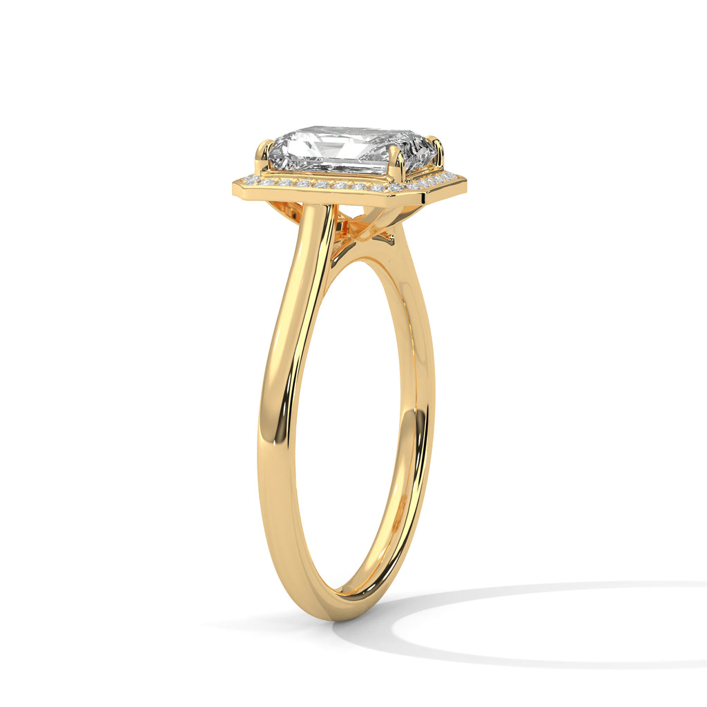 Emerald Cut Diamond Halo Engagement Ring